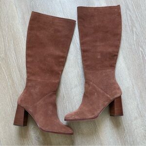 Dolce Vita Square Toe Brown Suede Knee-High Boots Brown size 11